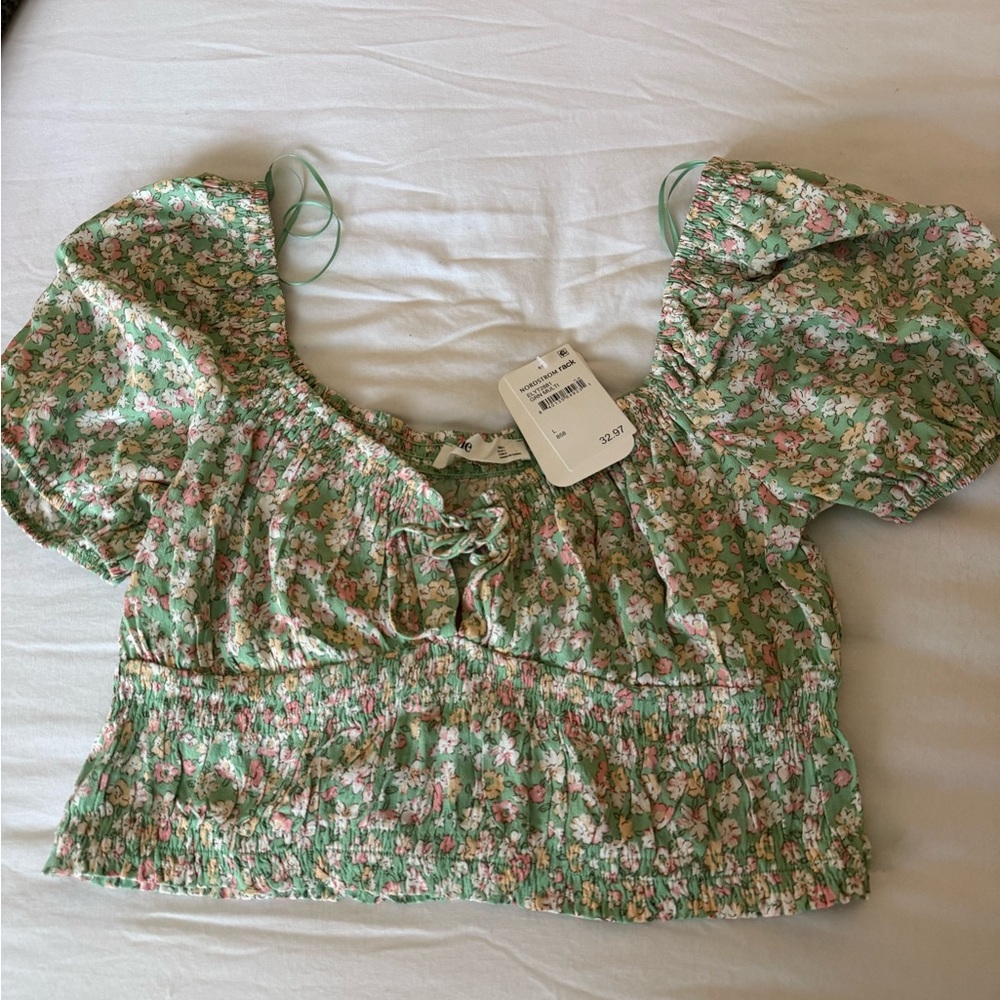Elodie Green floral crop top